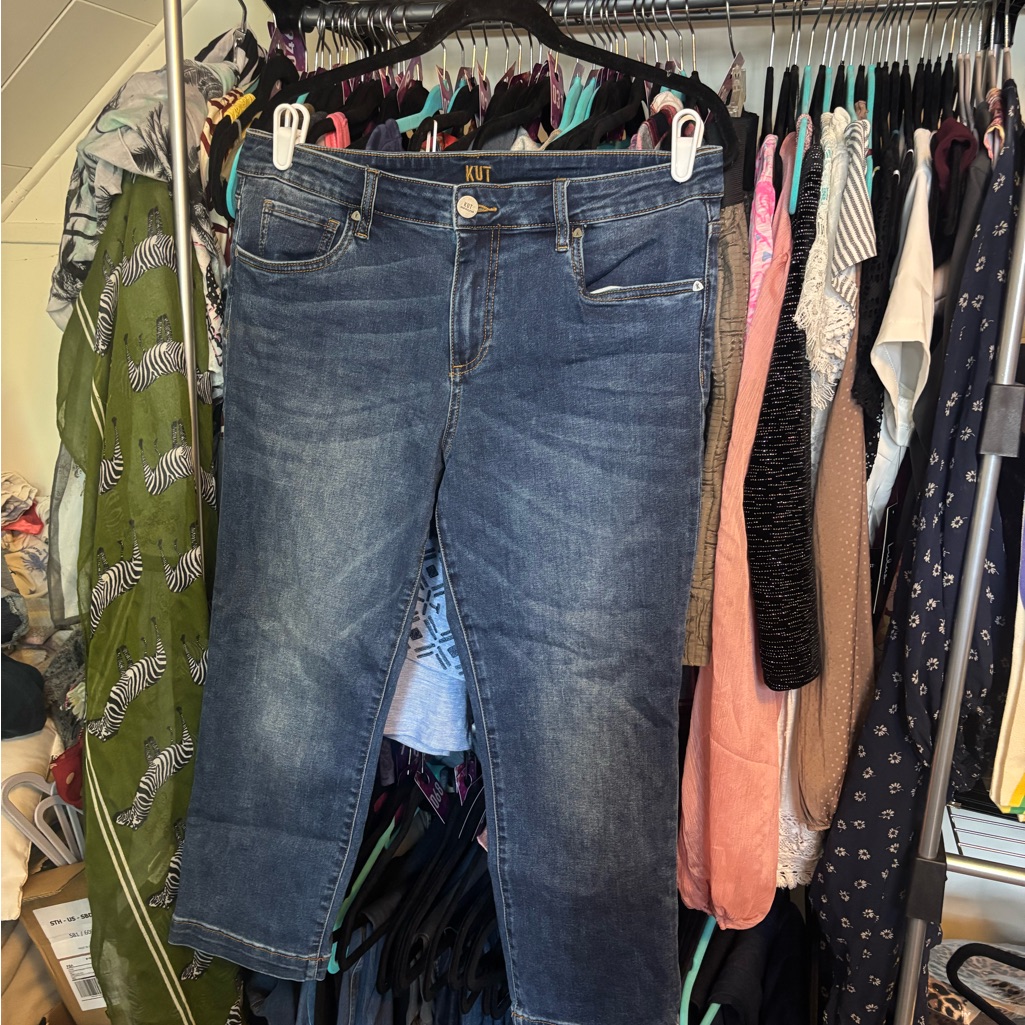 Kut From The Kloth Blue Cropped Straight Leg Jeans